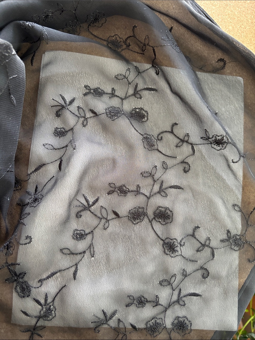 Embroidered Sheer Black Fabric